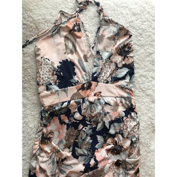 NWT Pink Floral Backless Halter Sheath Dress - Picture 3 of 4